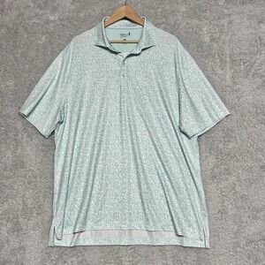 Johnnie O Polo Shirt Mens 1XLT Teal White Golf Performance Embroidered Surfboard